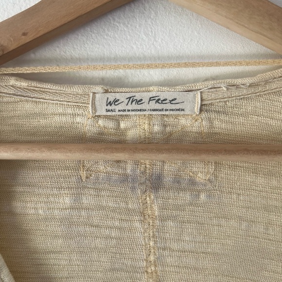 Free People We the Free Vega Cotton Long Sleeve Top Oversized Raw Hem Size Small - Picture 4 of 11